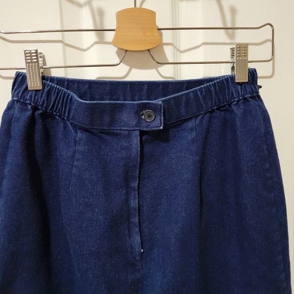 Vintage 80s 90s knee length dark wash high waist denim pencil skirt small - Picture 10 of 11